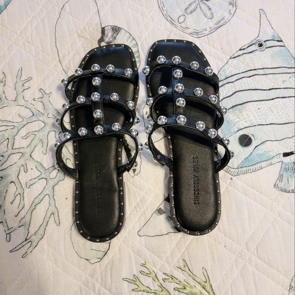 Sincerly Jules Shoes - Size 6.5 Black Studded Sandals